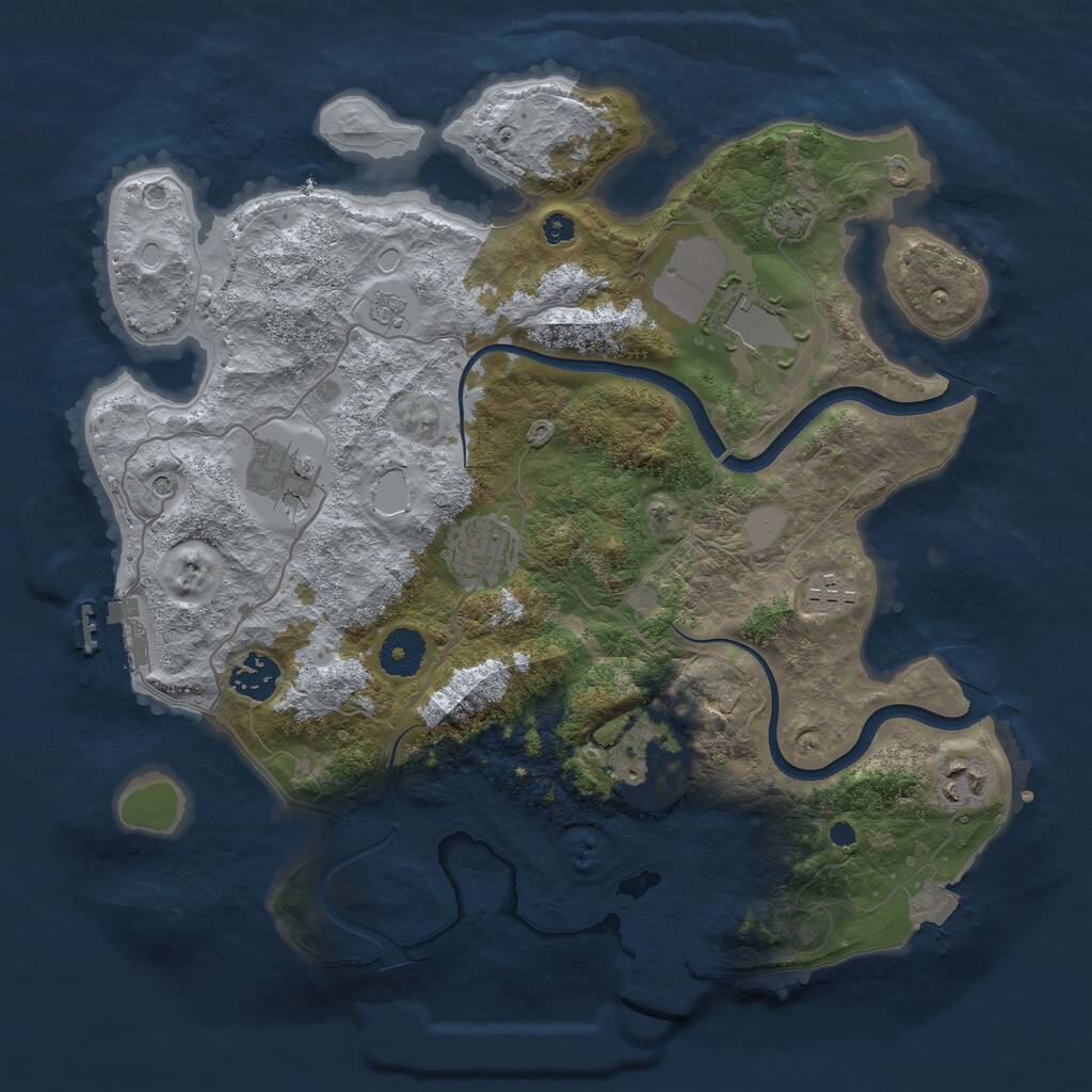 Rust Map: Procedural Map, Size: 3500, Seed: 75412389, 13 Monuments