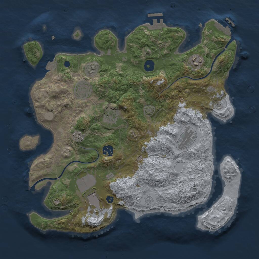 Rust Map: Procedural Map, Size: 3500, Seed: 573632014, 13 Monuments