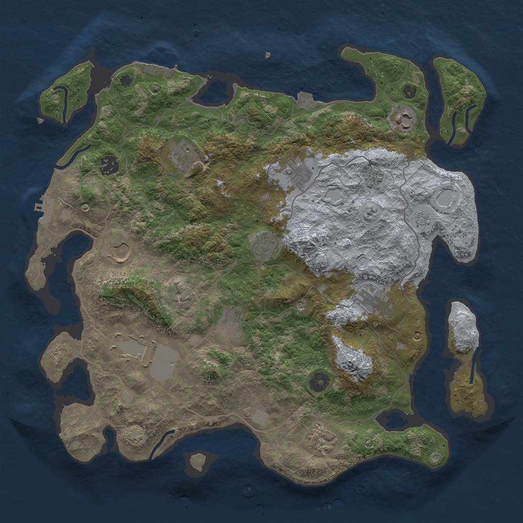 Rust Map: Procedural Map, Size: 4000, Seed: 1344103334, 19 Monuments
