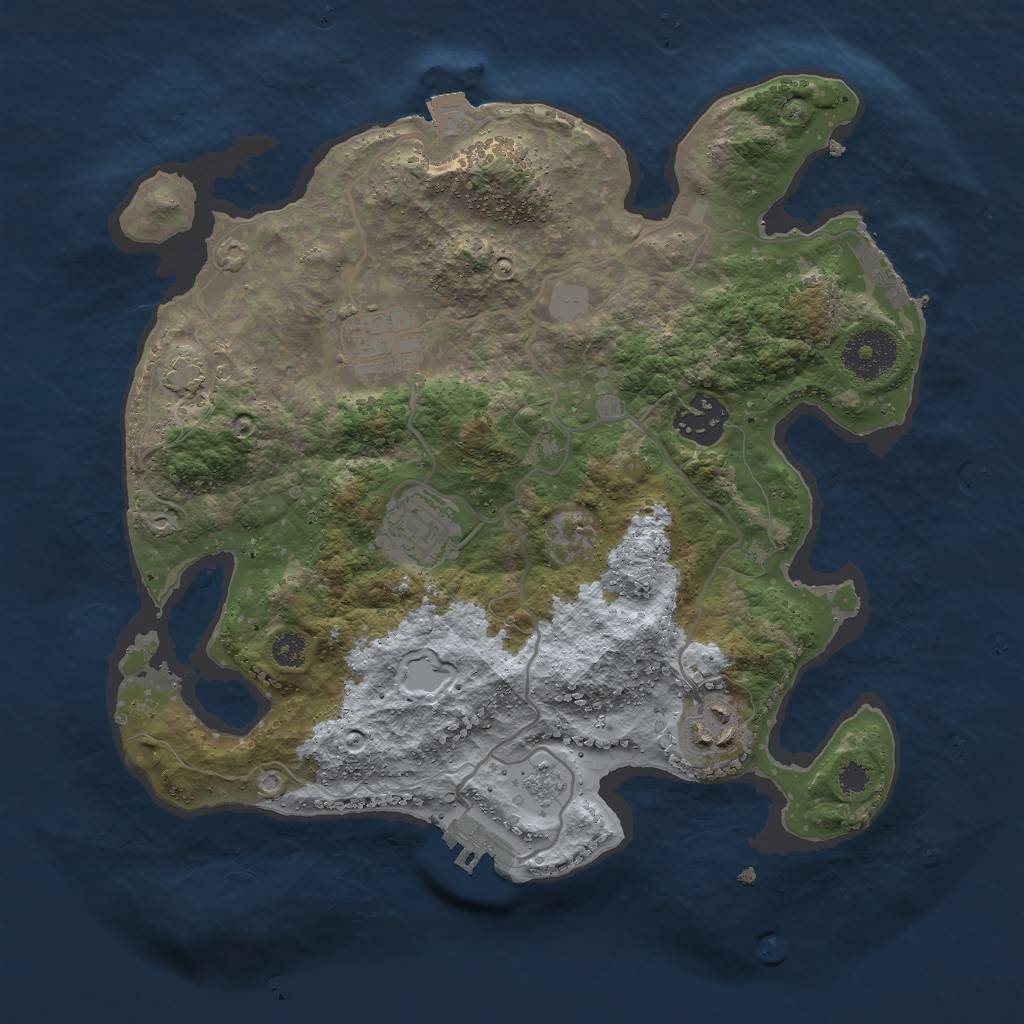 Rust Map: Procedural Map, Size: 3000, Seed: 466784991, 11 Monuments