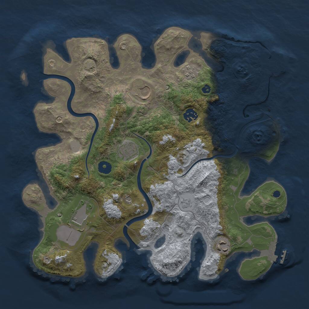 Rust Map: Procedural Map, Size: 3500, Seed: 926293666, 12 Monuments