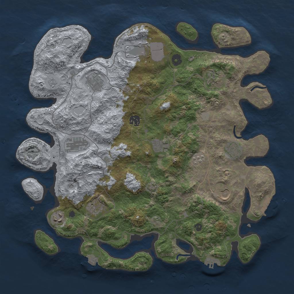 Rust Map: Procedural Map, Size: 4000, Seed: 647503244, 19 Monuments