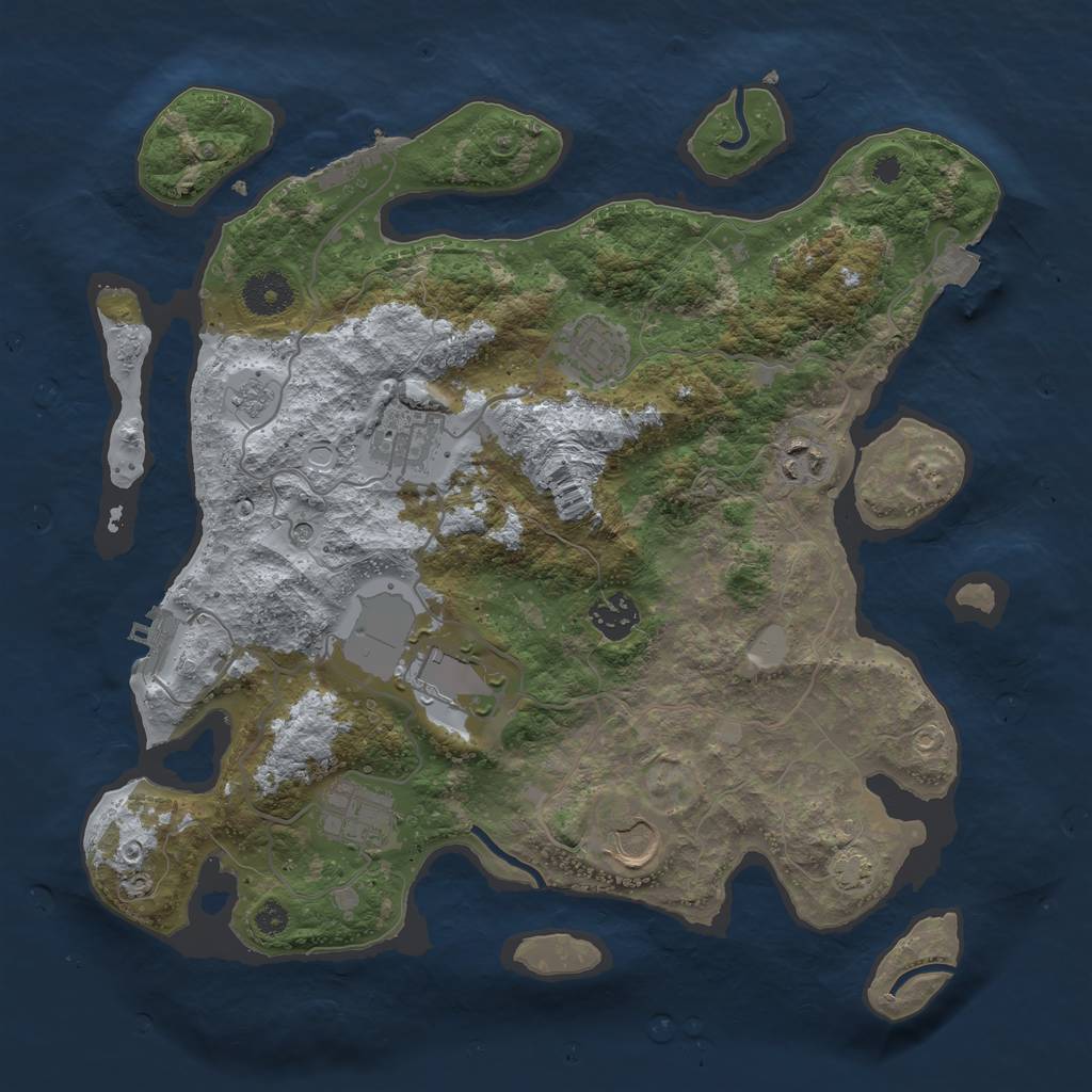 Rust Map: Procedural Map, Size: 3500, Seed: 1198956967, 15 Monuments