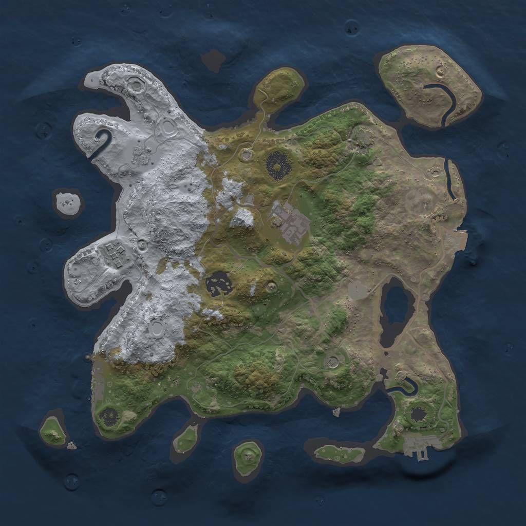 Rust Map: Procedural Map, Size: 3000, Seed: 205181133, 11 Monuments