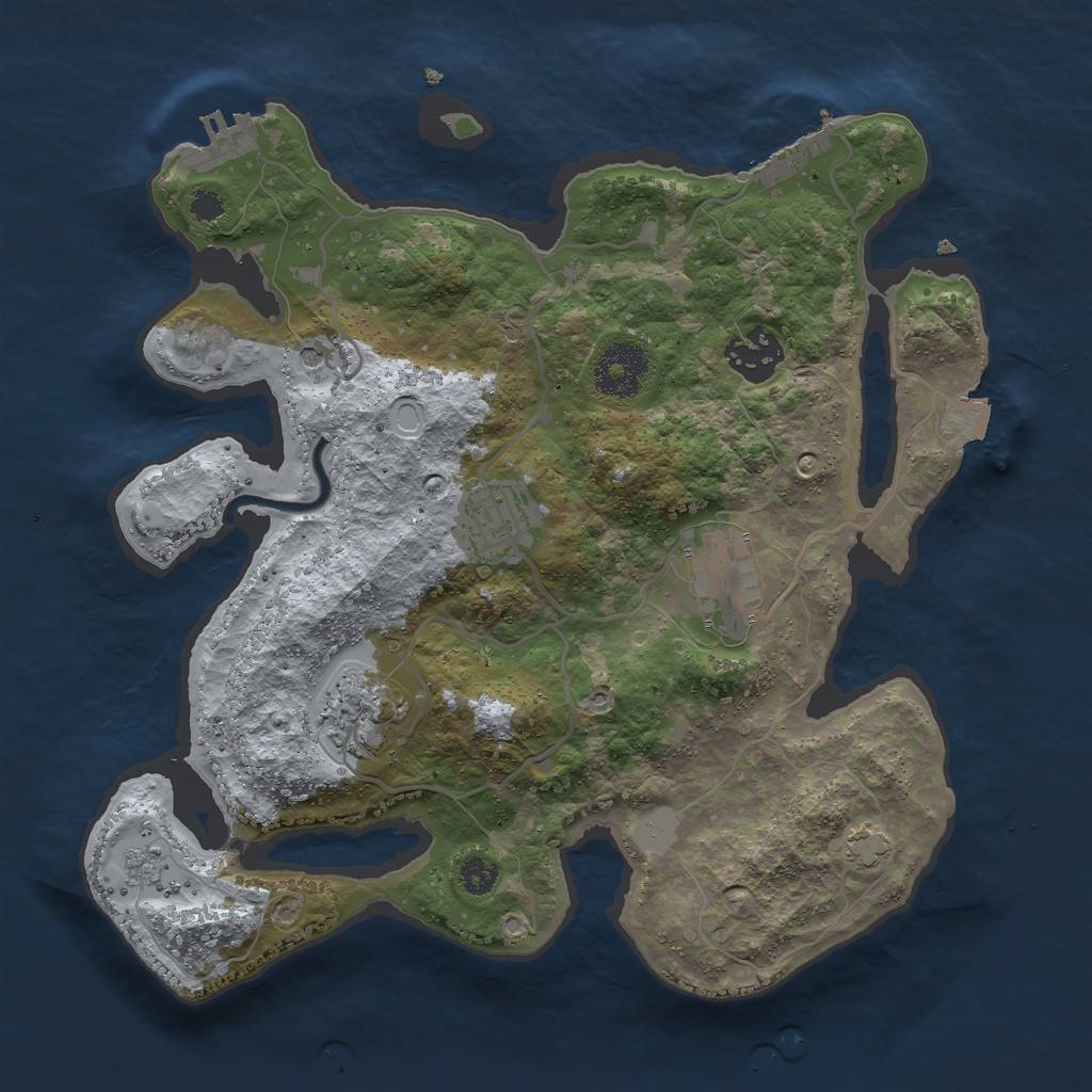 Rust Map: Procedural Map, Size: 3000, Seed: 12223442, 12 Monuments
