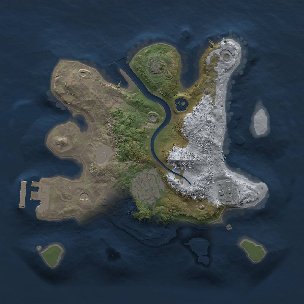 Rust Map: Procedural Map, Size: 2250, Seed: 124076448, 6 Monuments