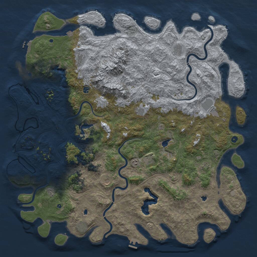 Rust Map: Procedural Map, Size: 6000, Seed: 716054914, 17 Monuments