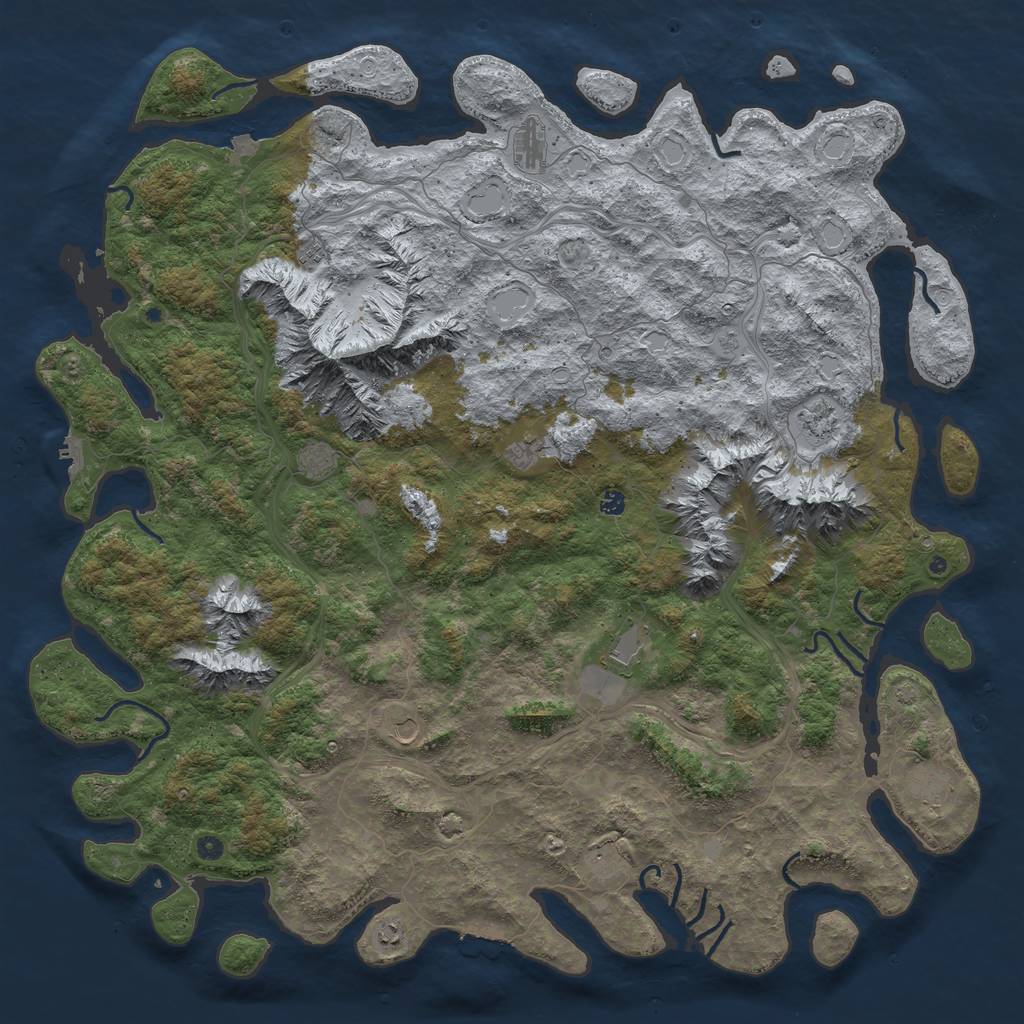 Rust Map: Procedural Map, Size: 6000, Seed: 716054914, 19 Monuments
