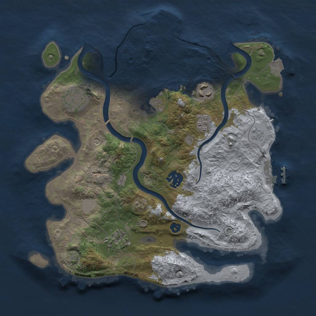 Rust Map: Procedural Map, Size: 3000, Seed: 303941998, 12 Monuments