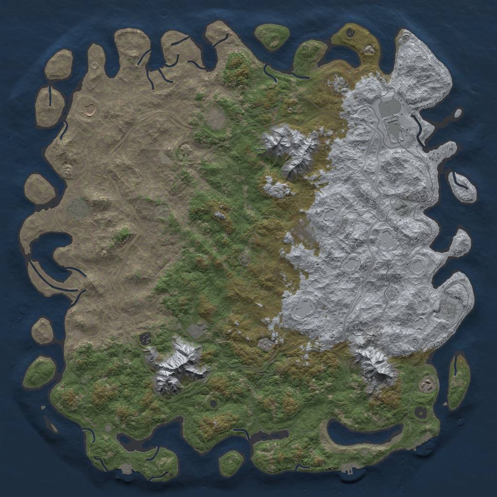 Rust Map: Procedural Map, Size: 6000, Seed: 438887172, 19 Monuments