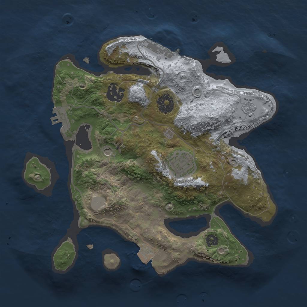 Rust Map: Procedural Map, Size: 2500, Seed: 2027950164, 9 Monuments