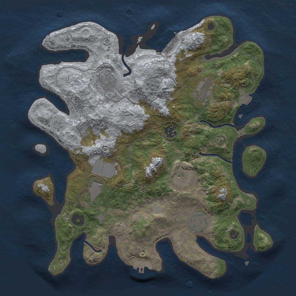 Rust Map: Procedural Map, Size: 3500, Seed: 385349329, 14 Monuments
