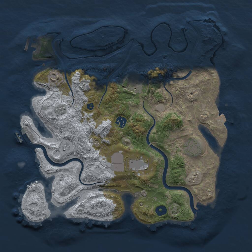 Rust Map: Procedural Map, Size: 3500, Seed: 612435, 12 Monuments