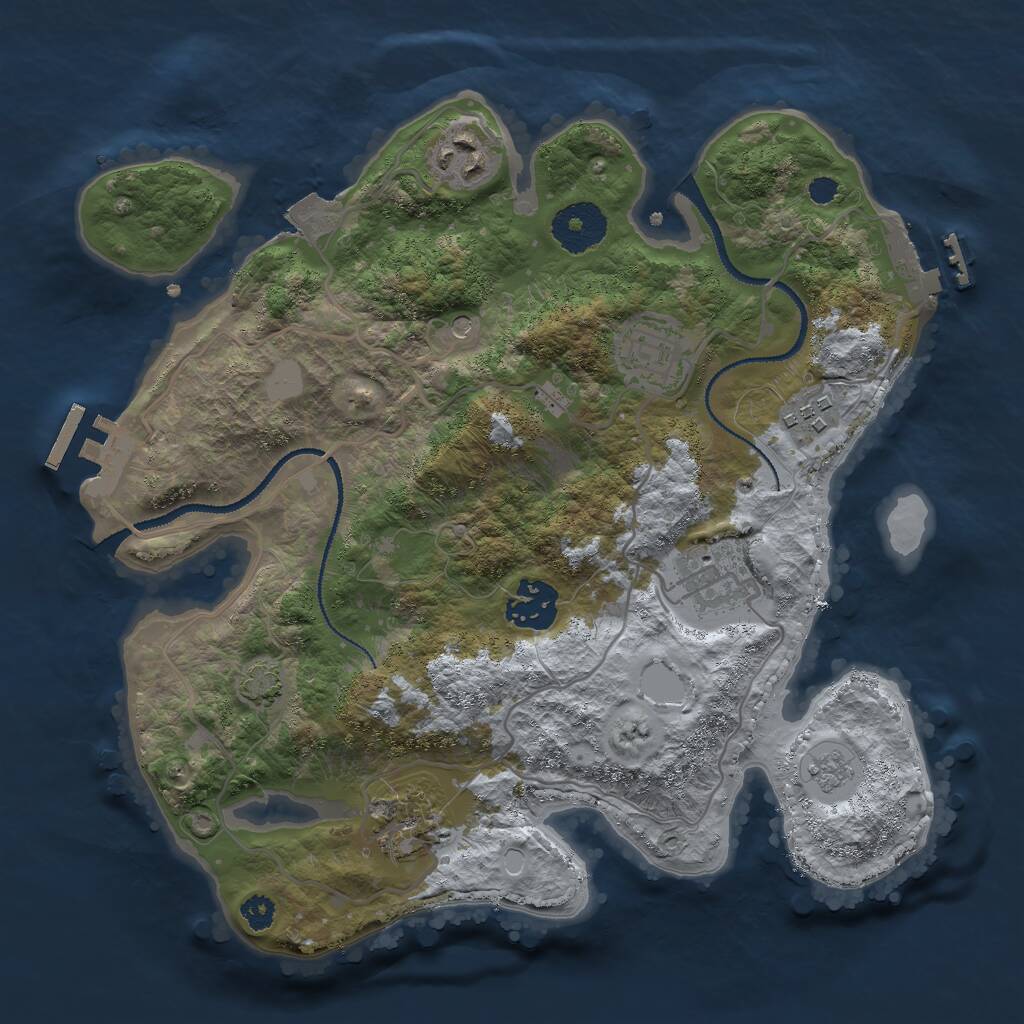Rust Map: Procedural Map, Size: 3000, Seed: 4607139, 12 Monuments