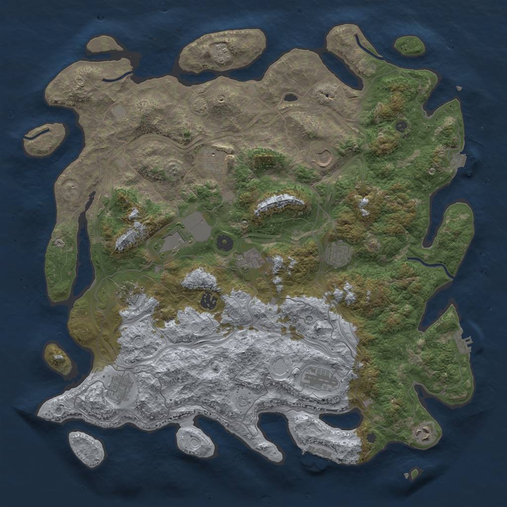 Rust Map: Procedural Map, Size: 4500, Seed: 445821053, 19 Monuments