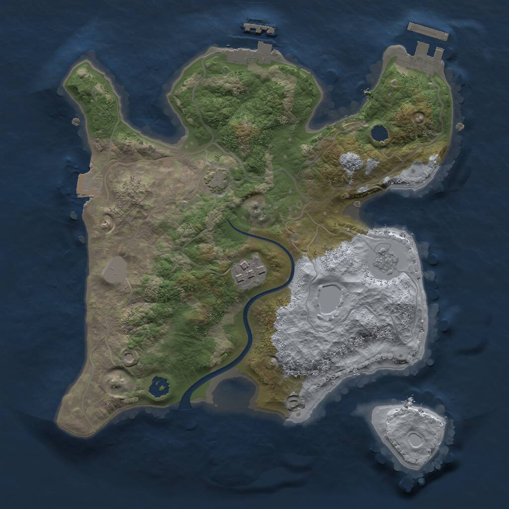 Rust Map: Procedural Map, Size: 2500, Seed: 56565, 6 Monuments