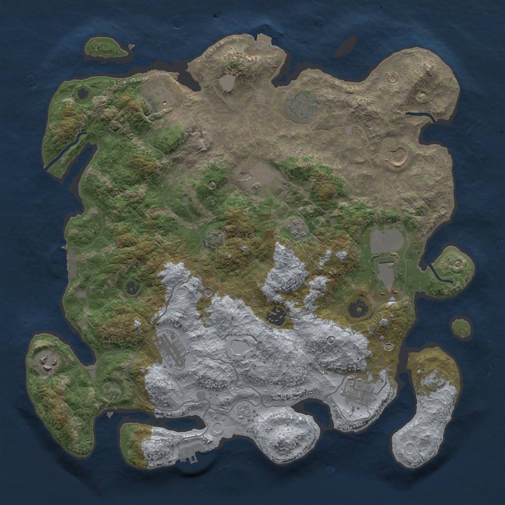Rust Map: Procedural Map, Size: 4000, Seed: 600409097, 18 Monuments