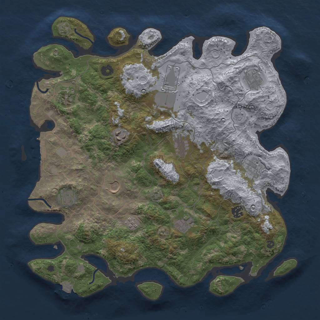 Rust Map: Procedural Map, Size: 4000, Seed: 1984645807, 17 Monuments