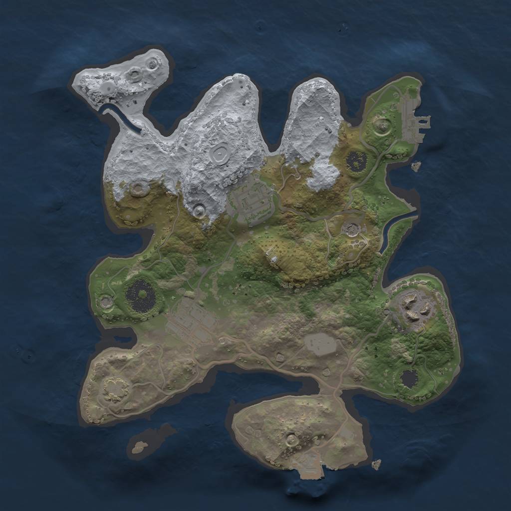 Rust Map: Procedural Map, Size: 2500, Seed: 2033323313, 9 Monuments