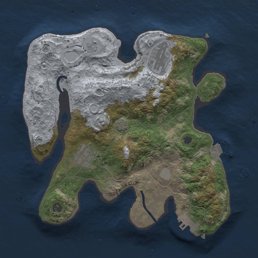 Rust Map: Procedural Map, Size: 2654, Seed: 50959, 8 Monuments