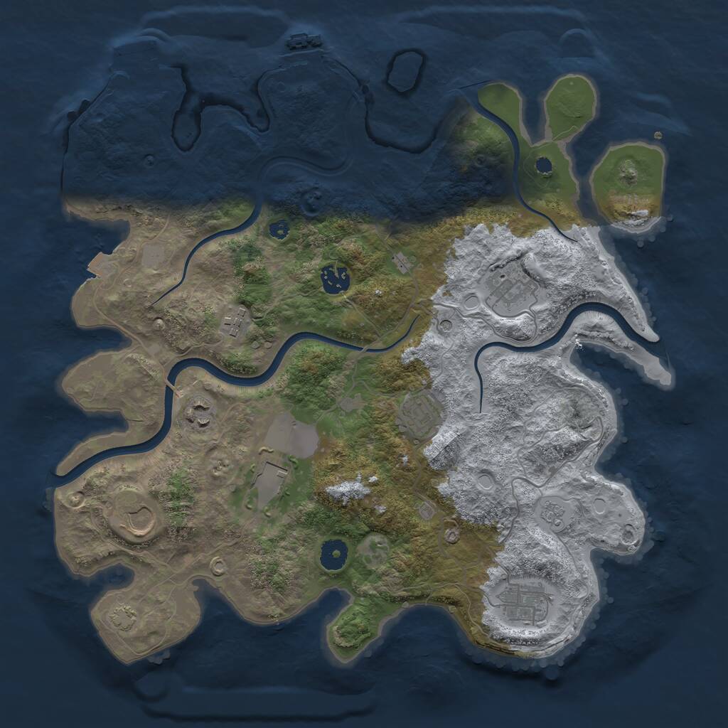 Rust Map: Procedural Map, Size: 3700, Seed: 1932866201, 14 Monuments
