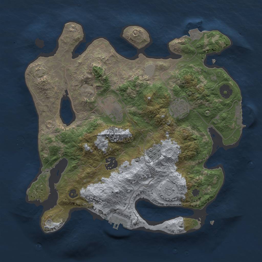 Rust Map: Procedural Map, Size: 3000, Seed: 23875, 11 Monuments