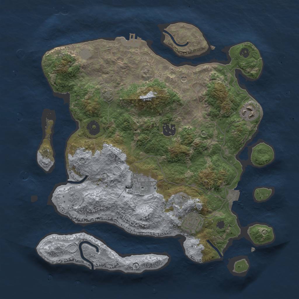 Rust Map: Procedural Map, Size: 3250, Seed: 160436306, 11 Monuments