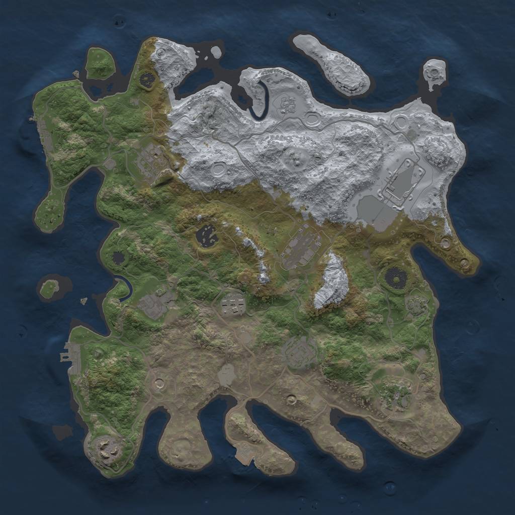 Rust Map: Procedural Map, Size: 3500, Seed: 1044900776, 17 Monuments