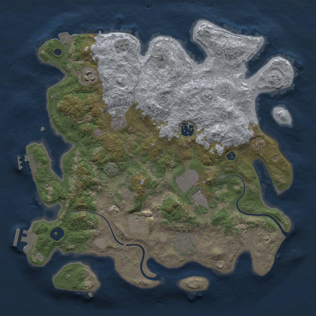 Rust Map: Procedural Map, Size: 3600, Seed: 550552, 13 Monuments