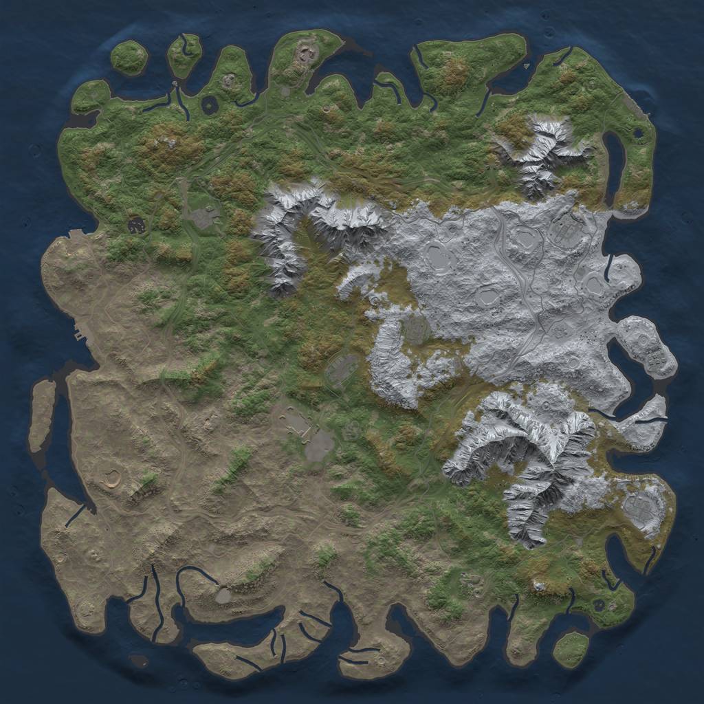 Rust Map: Procedural Map, Size: 6000, Seed: 765432, 19 Monuments