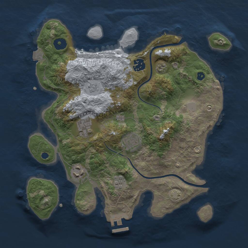 Rust Map: Procedural Map, Size: 3000, Seed: 8473206, 9 Monuments