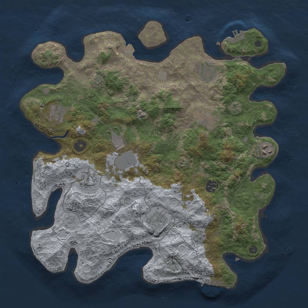 Rust Map: Procedural Map, Size: 3800, Seed: 33, 17 Monuments