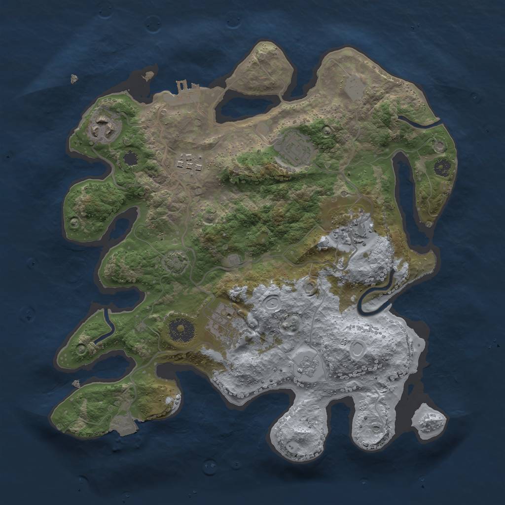 Rust Map: Procedural Map, Size: 3000, Seed: 1103968530, 11 Monuments