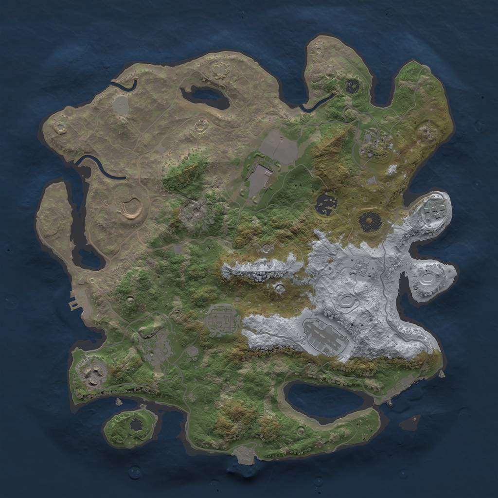 Rust Map: Procedural Map, Size: 3500, Seed: 1196216753, 17 Monuments