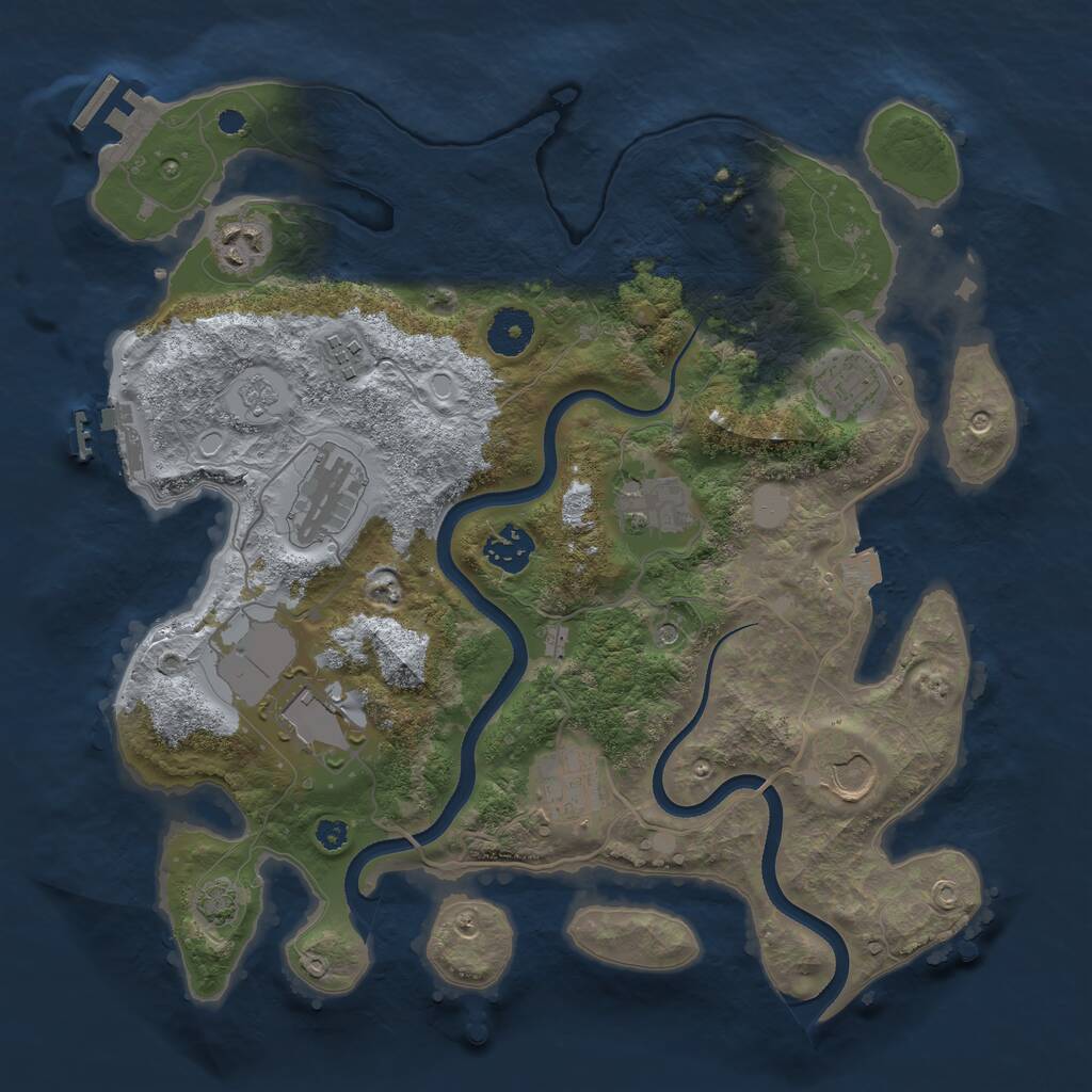 Rust Map: Procedural Map, Size: 3501, Seed: 3486489, 15 Monuments