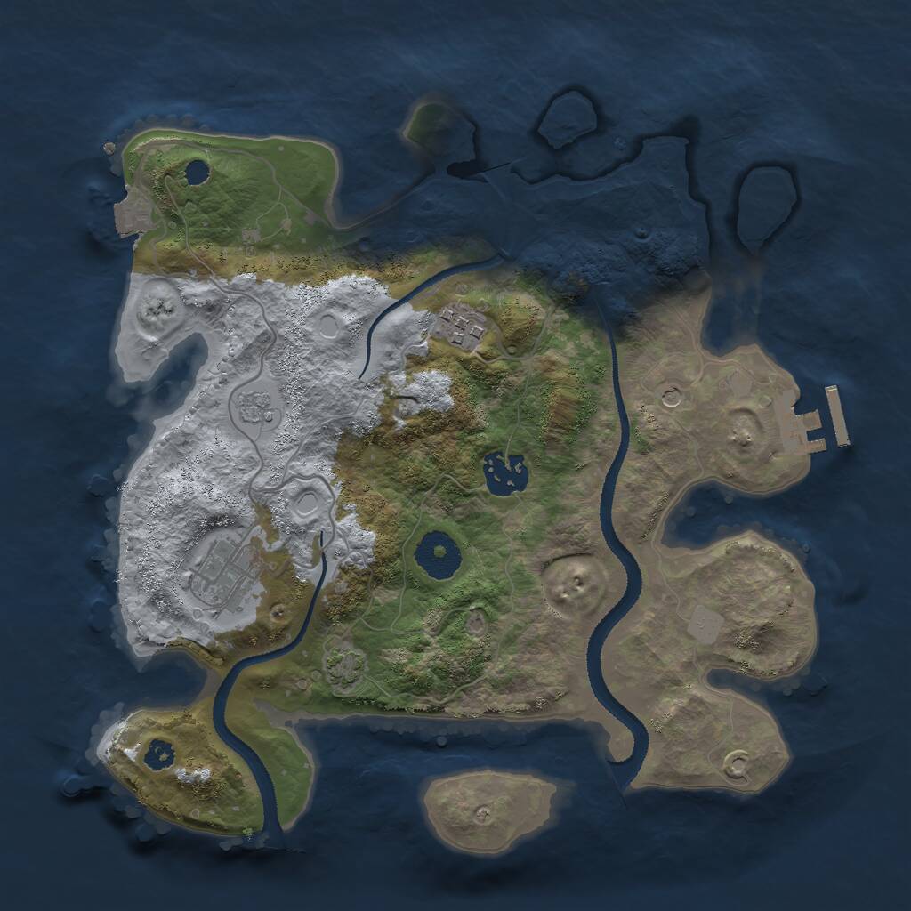 Rust Map: Procedural Map, Size: 3000, Seed: 229457757, 8 Monuments