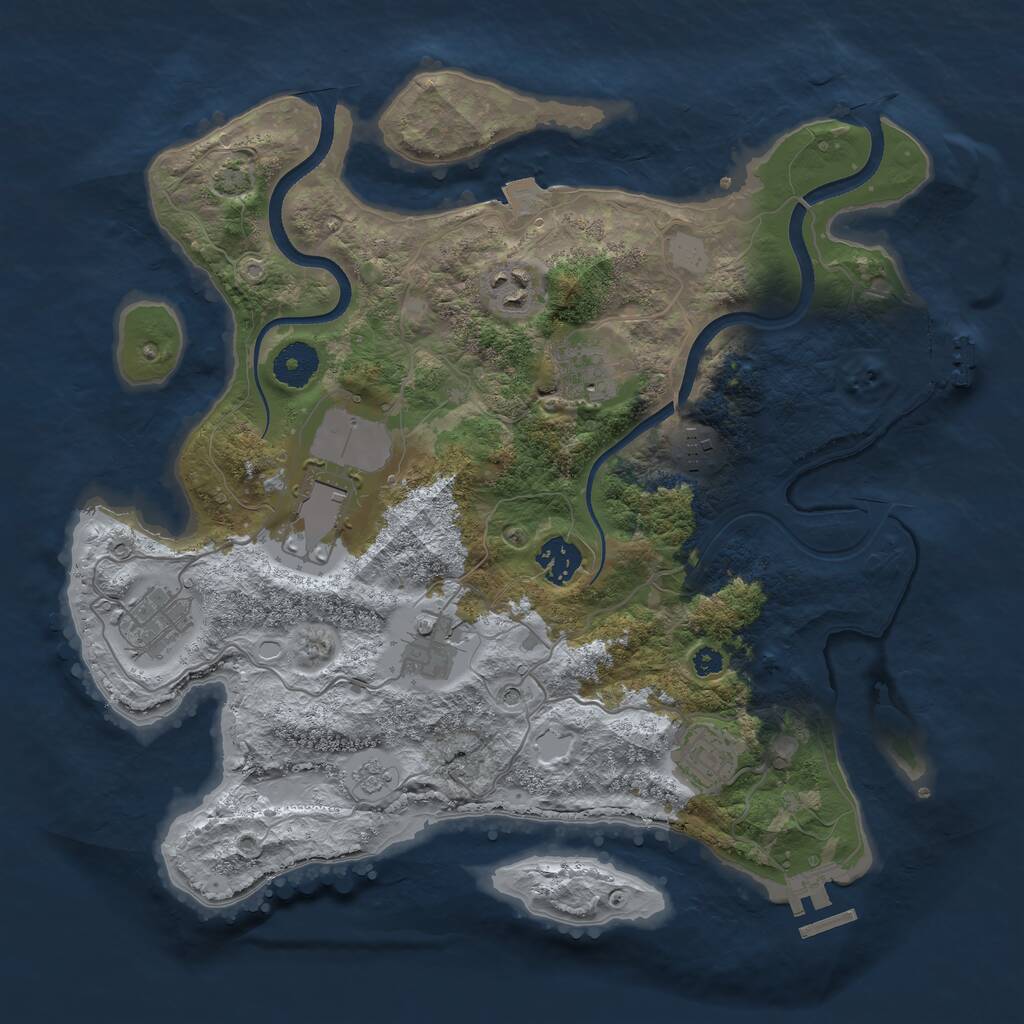 Rust Map: Procedural Map, Size: 3500, Seed: 1516741597, 14 Monuments