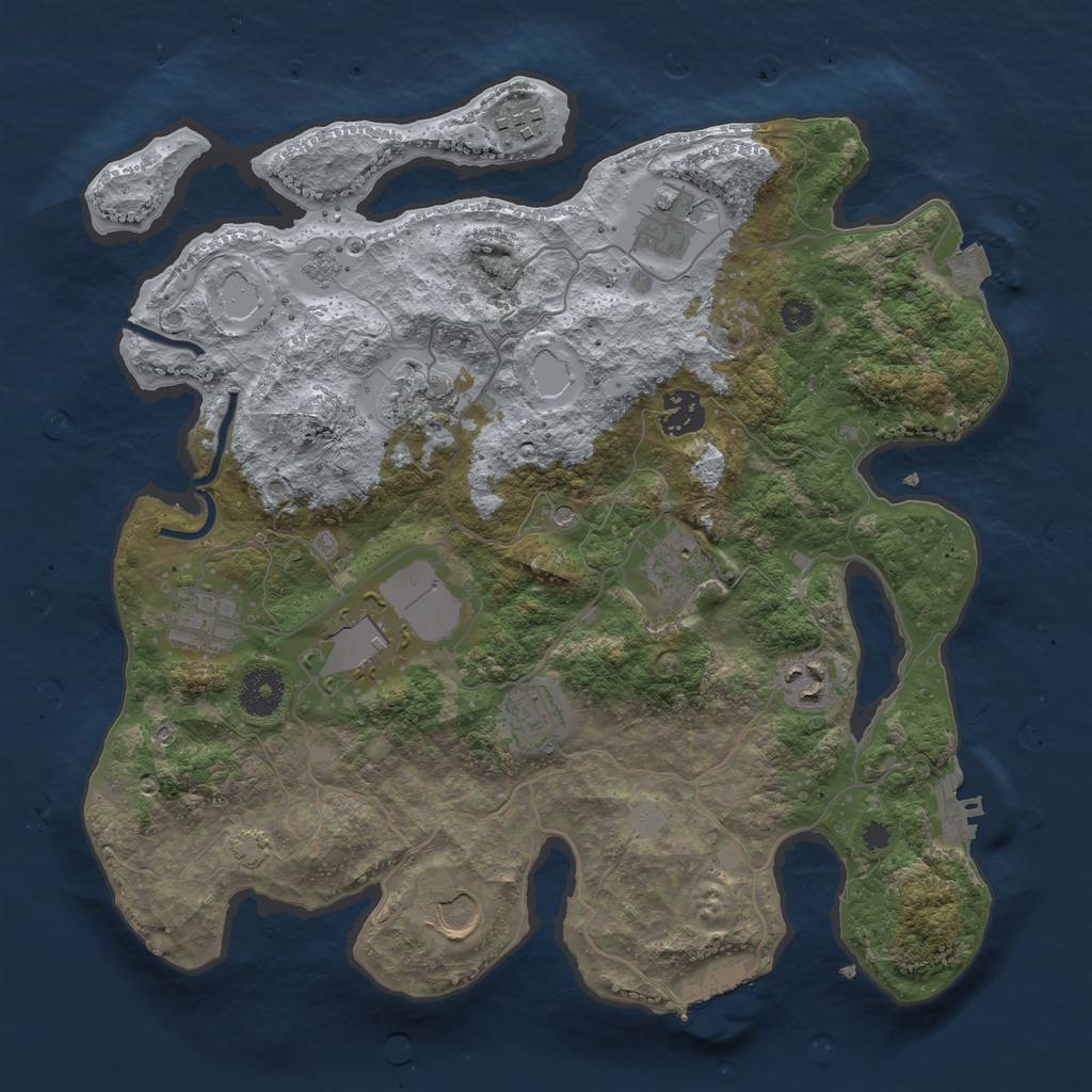Rust Map: Procedural Map, Size: 3500, Seed: 1696005819, 18 Monuments