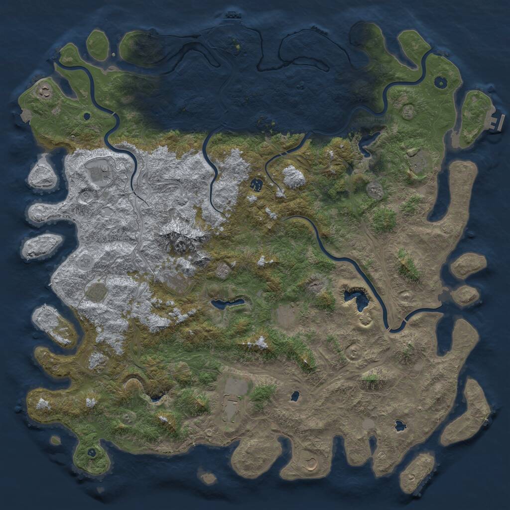 Rust Map: Procedural Map, Size: 6000, Seed: 2092086177, 17 Monuments