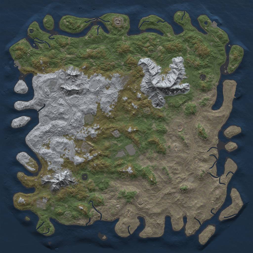 Rust Map: Procedural Map, Size: 6000, Seed: 2092086177, 19 Monuments