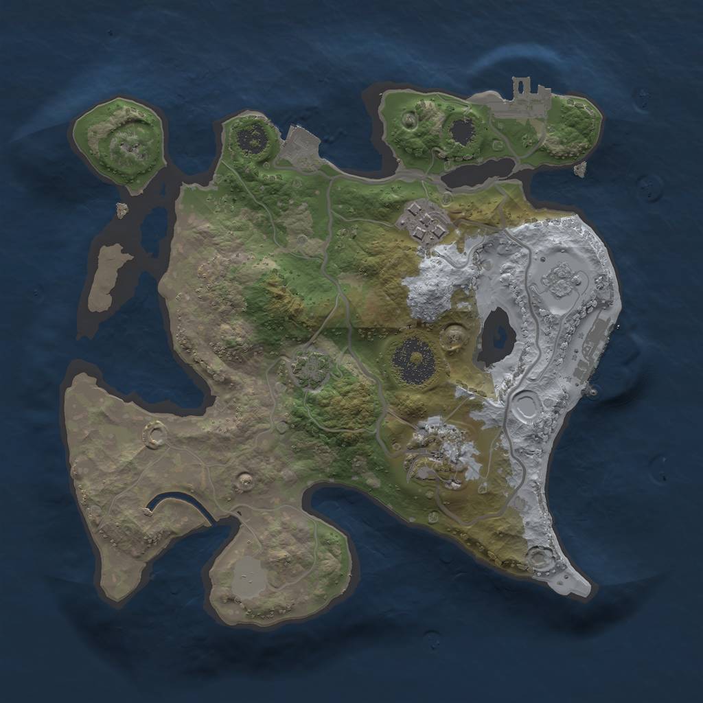 Rust Map: Procedural Map, Size: 2400, Seed: 1984626383, 9 Monuments