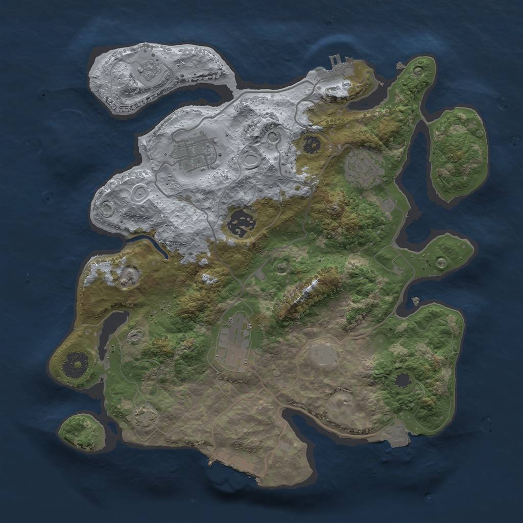 Rust Map: Procedural Map, Size: 3000, Seed: 1093740803, 12 Monuments