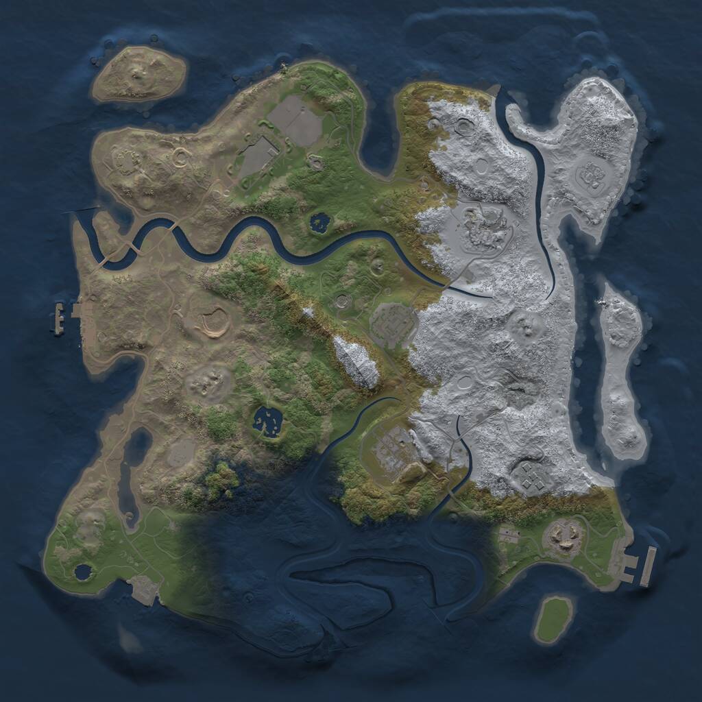 Rust Map: Procedural Map, Size: 3500, Seed: 300822083, 14 Monuments