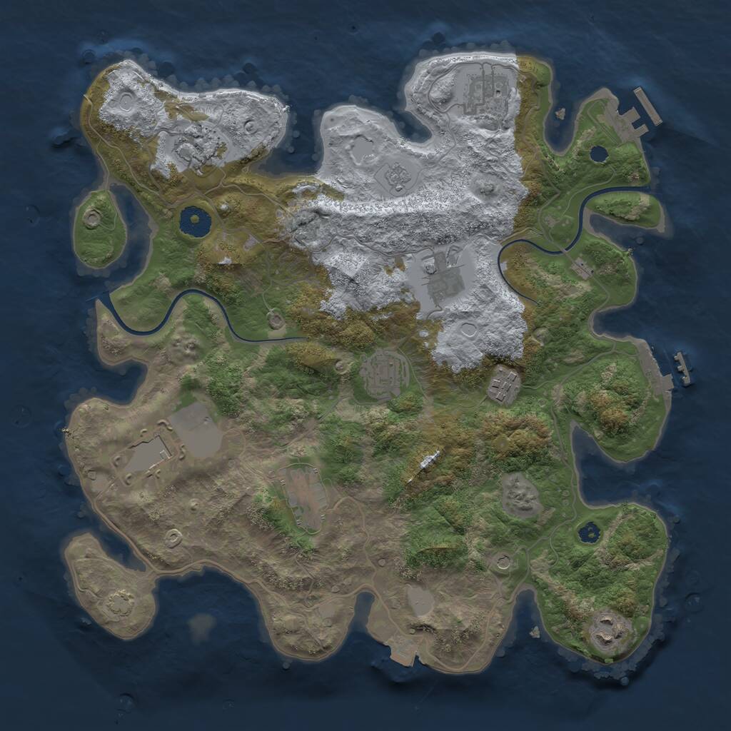 Rust Map: Procedural Map, Size: 3500, Seed: 1602326219, 14 Monuments