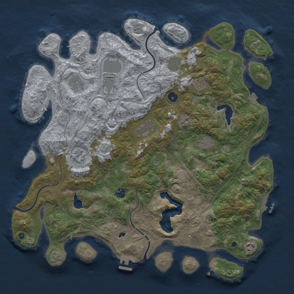 Rust Map: Procedural Map, Size: 4500, Seed: 66097720, 16 Monuments