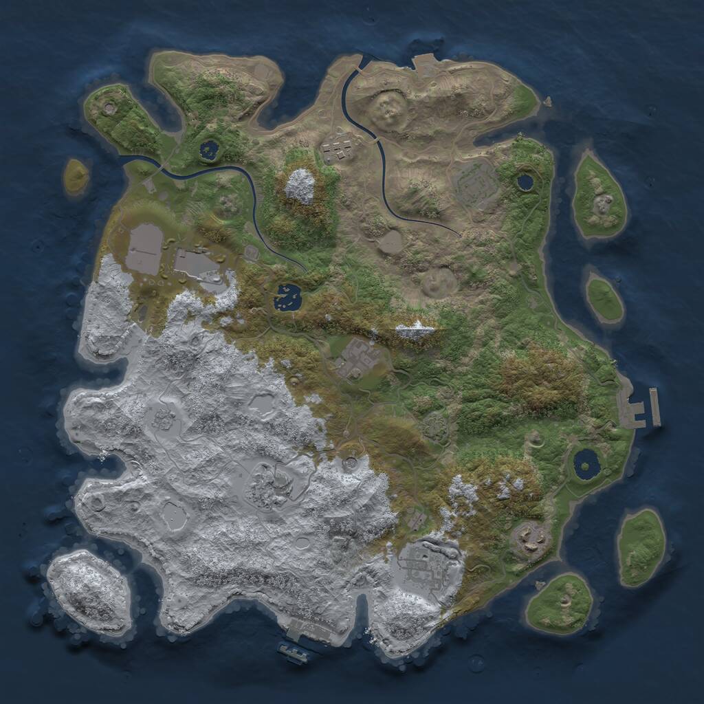 Rust Map: Procedural Map, Size: 3700, Seed: 231802270, 14 Monuments