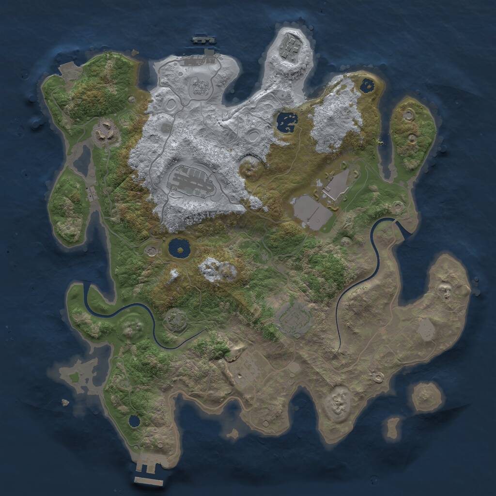 Rust Map: Procedural Map, Size: 3500, Seed: 674356365, 13 Monuments