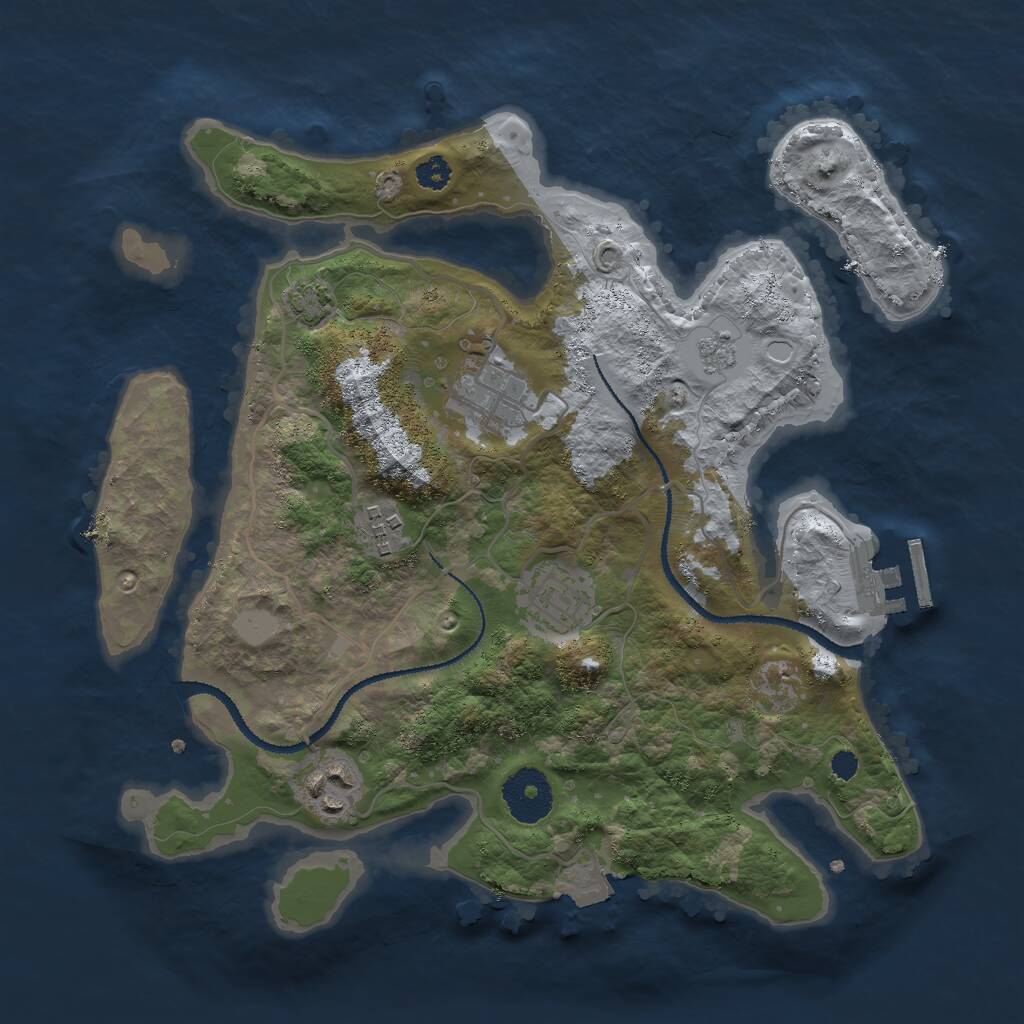 Rust Map: Procedural Map, Size: 3000, Seed: 9087346, 8 Monuments