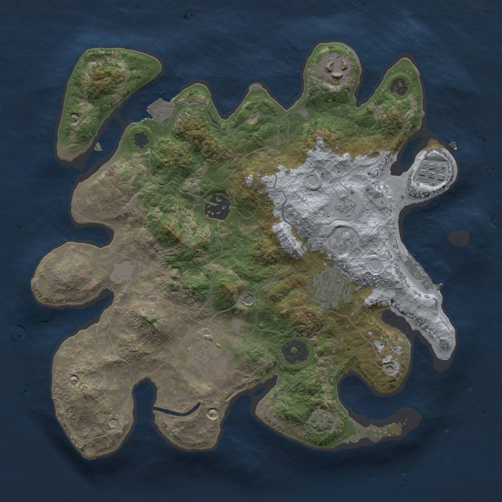 Rust Map: Procedural Map, Size: 3000, Seed: 1814996026, 12 Monuments