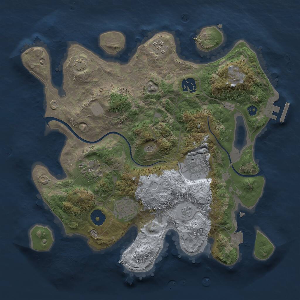 Rust Map: Procedural Map, Size: 3000, Seed: 769918055, 10 Monuments